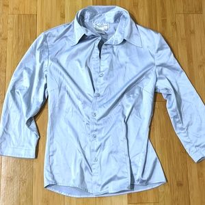 Vintage Fred David shiny silver button down Medium